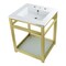Fauceture VWP2522W8B7 25-Inch Ceramic Console Sink (8-Inch, 3-Hole), White/Brushed Brass VWP2522W8B7 - alternate 1